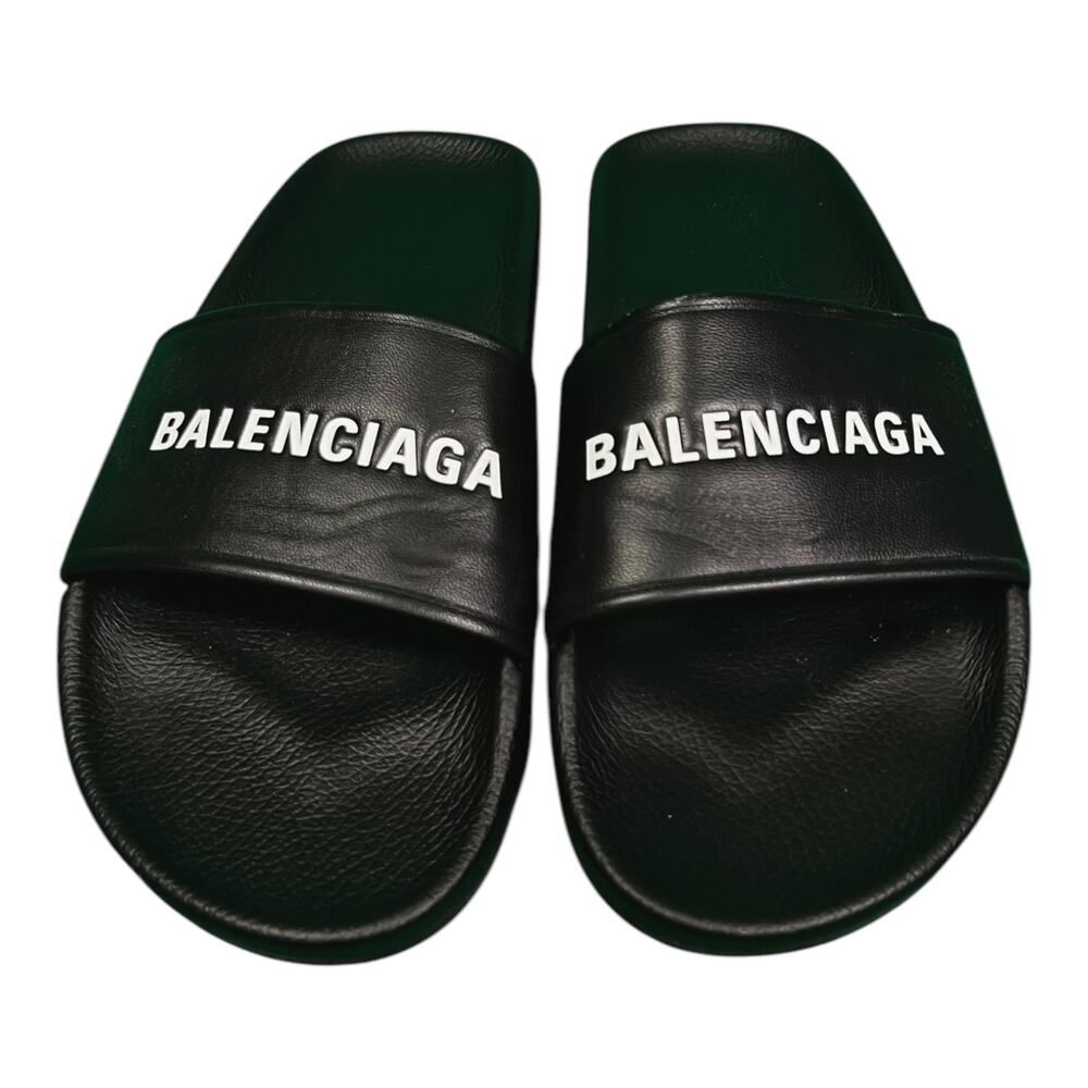 Balenciaga Black Slides Sandals EU 40 US 7 7.5 Luxury Resort Vacation Summer